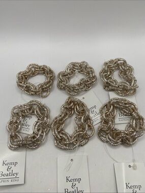 Kemp & Beatley Silver Double Link Napkin Rings Holders Set of 6 Contemporary New